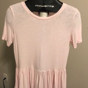 Light pink peplum shirt sleeve shirt